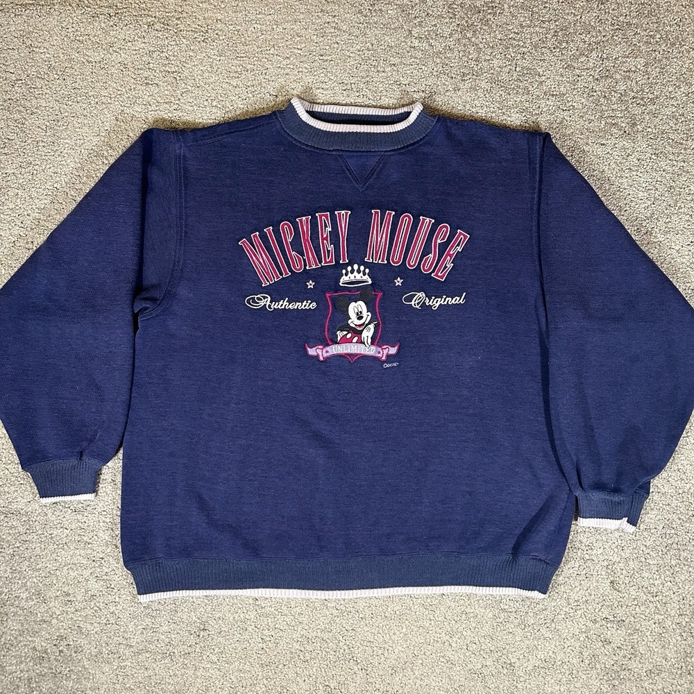 Vintage Disney 90's Mickey‎ Mouse Unlimited Embroidery Sweatshirt Size XL